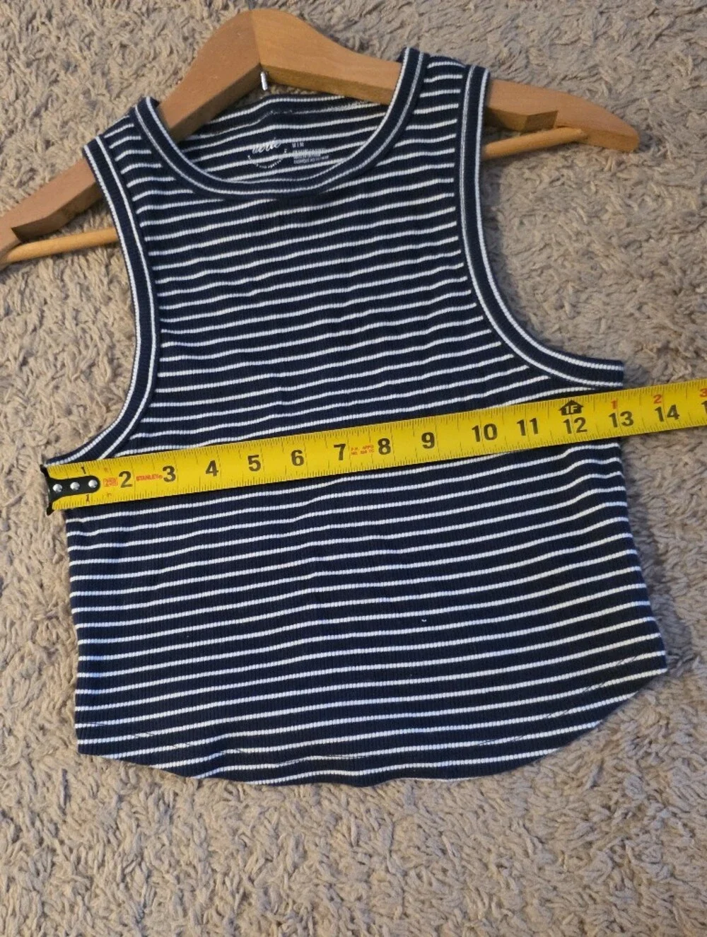 Aerie Ribbed Cropped Tank Top Striped Navy White Womens M NWT Preppy Coastal - Picture 7 of 7